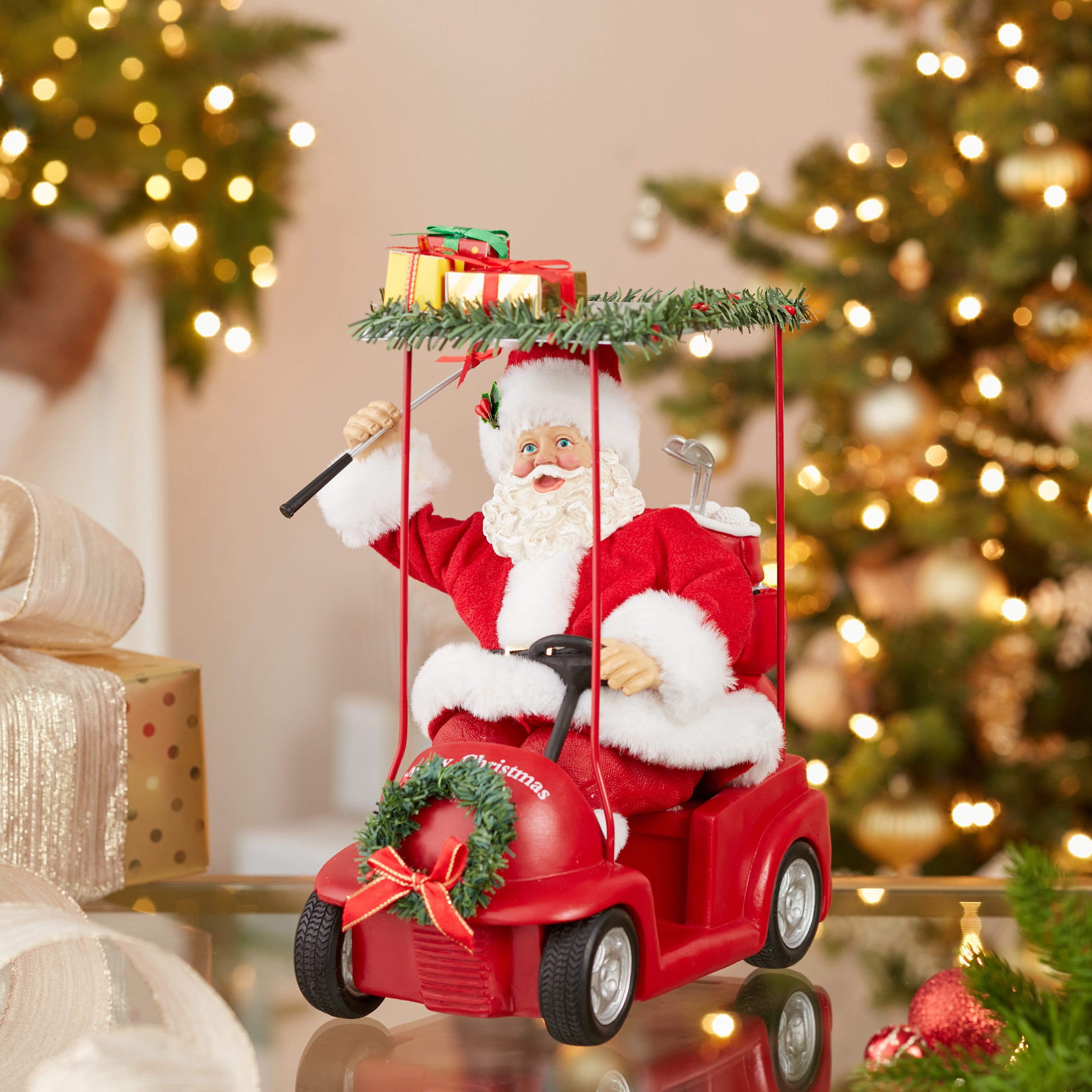 Kurt Adler 11.25-Inch Fabriché Santa Driving Golf Cart